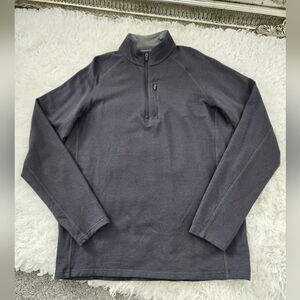 FREE FLY Men's Bamboo Fleece Quarter-Zip Pullover Sweater. Charcoal Gray Large.